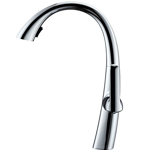 Mitigeur d'évier en chrome brillant avec douchette extractible double buse haut de gamme