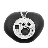 Drum Set Necklace, Bass and Snare Drum, Hi-Hat, Crash Cymbal, Floor Tom, Rock Band Jewelry, Musician and Drummer Gift, Hand Cut Coin, By NameCoins