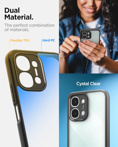 Image of Spigen Essential Sand Crystal Compatible with iQOO Z11x 5G /vivo T5x 5G /vivo Y51 Pro 5G Case [Transparent] [Black Bumper] iQOO Z11x 5G /vivo T5x 5G /vivo Y51 Pro 5G Back Cover | TPU+PC - Matte Black