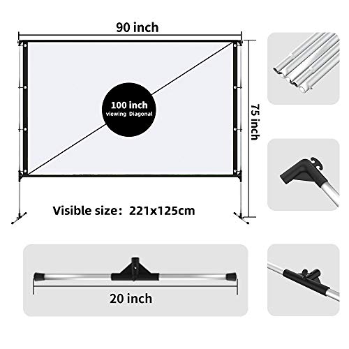 Soporte para proyector para marco de pantalla exterior 100 pulgadas 16:9 4K 3D portátil de interior plegable rápido miniatura 4