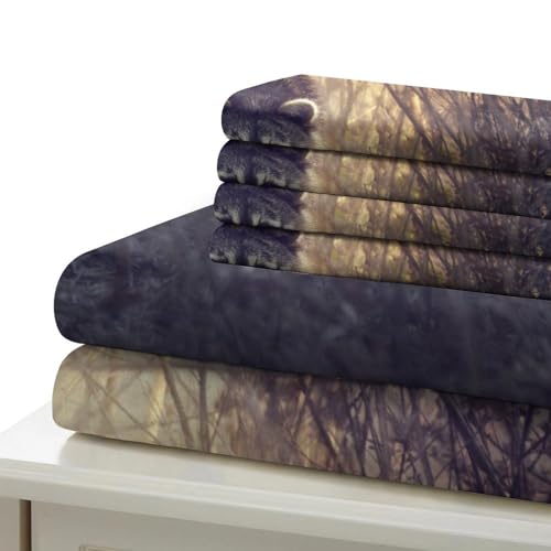 Parure de lit camouflage violet Super King 260x220 en microfibre
