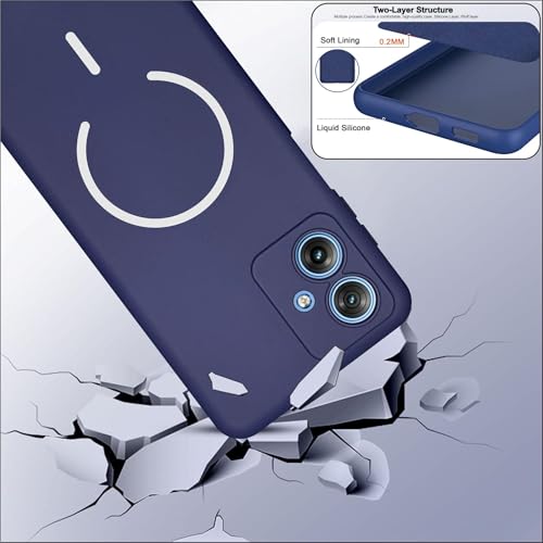 Image of SBMS Silicone Back Cover Case for Motorola Moto G54 / Moto G64 5G | Soft Micro-Fibre Lining Inside | Magsafe Print On Back Side Camera Protection Bump | Shockproof Case for Moto G54 5G (Blue)