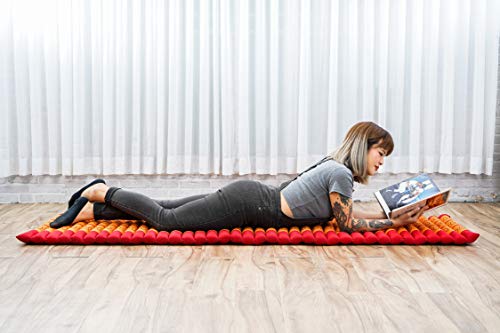 Image of Leewadee - Foldable Floor Mattress - Japanese Roll Up Futon -Trifold Tatami Mat- Guest Floor Bed - Camping Mattress - Thai Massage Mat, Kapok Filled, 75 x 20 inches, Orange Red