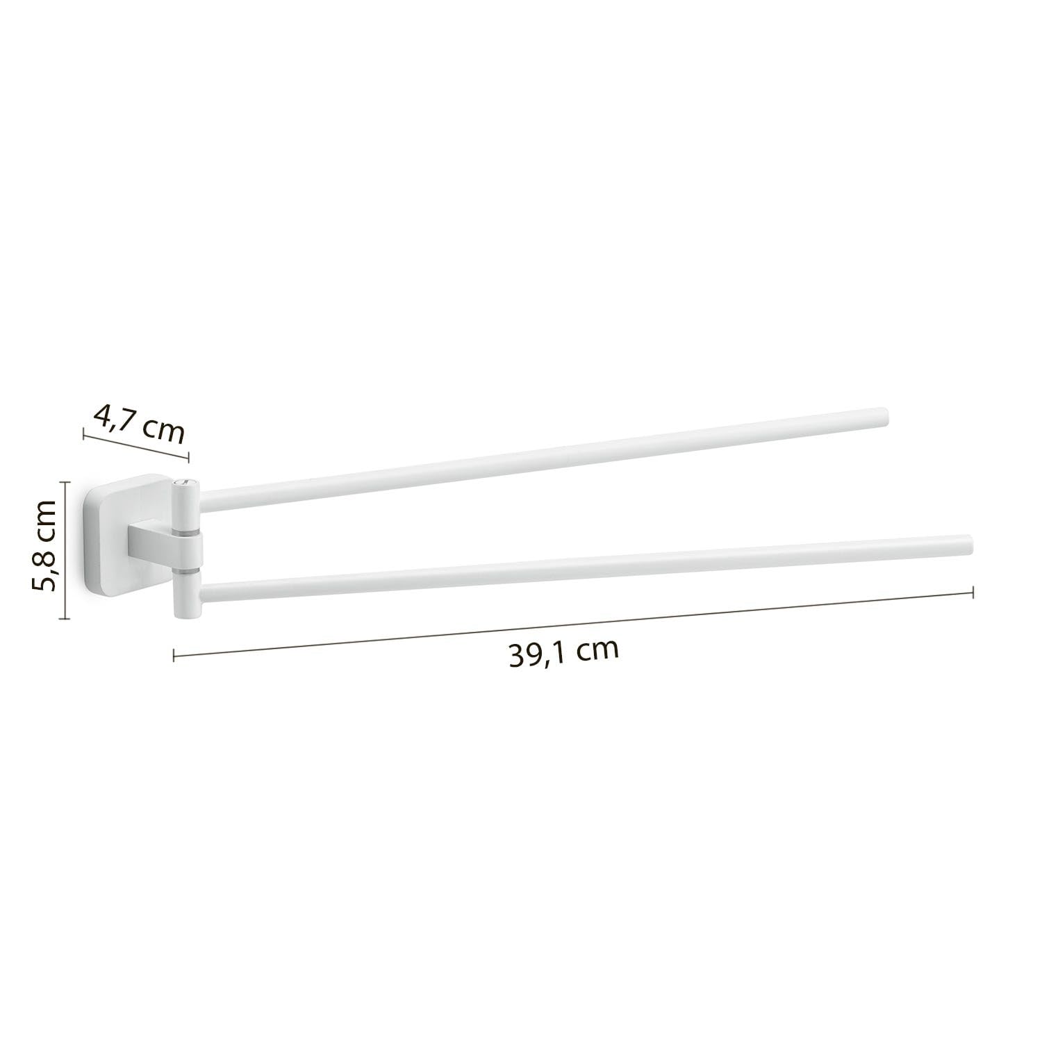 Kiamami Valentina Portasalviette Snodato Da Muro Bianco Opaco Tahiti | Acciaio inox e cromall, braccio mobile, fissaggio a vite, 39,1 cm, accessori bagno a muro