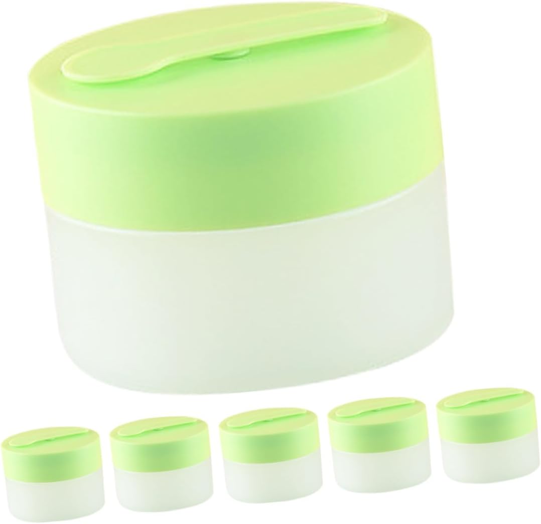 6pcs 110g Refillable Makeup Travel Containers with Magnetic Spoon and Replaceable Inner Liner, Small Plastic Jars for Creams and Facial Lotion Storage, Portable Cosmetic Sample