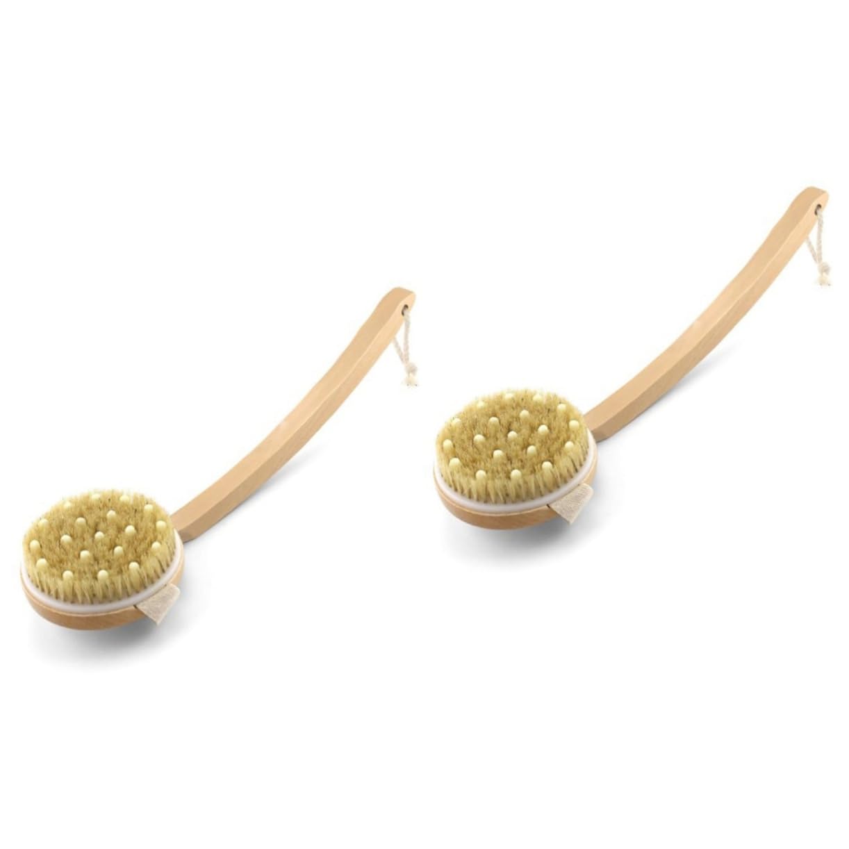 Healvian 2piezas Cepillo De Baño Desmontable Con Mango De Madera y Cerda Natural Exfoliante Corporal Para Masaje y Estimulación Circulación