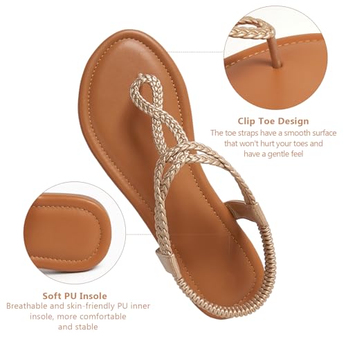 Image of zeetoo Women's Flat Sandals Summer T-StrapThong Bohemian Casual Comfortable Dressy Sandals for Women