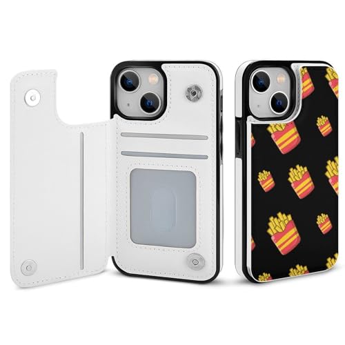 適用 iPhone15ProMax用ケース 手帳型 フライドポテト スマホケース カード収納 スタンド機能 アイフォン15ProMaxケース 耐衝撃 PUレザー カバー 財布型 Case