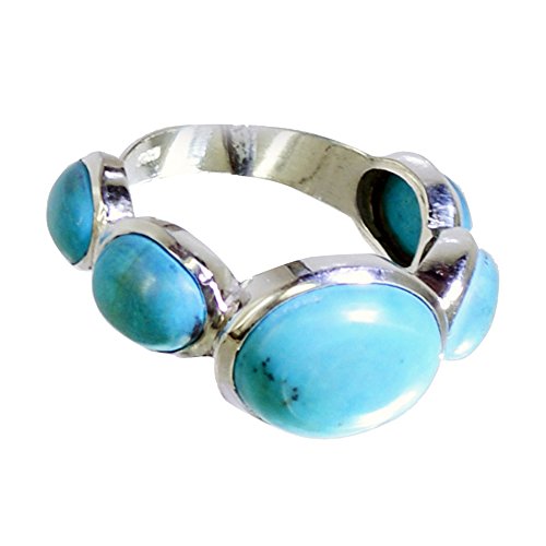 Bague turquoise de forme ovale argent fait main pour femme et homme