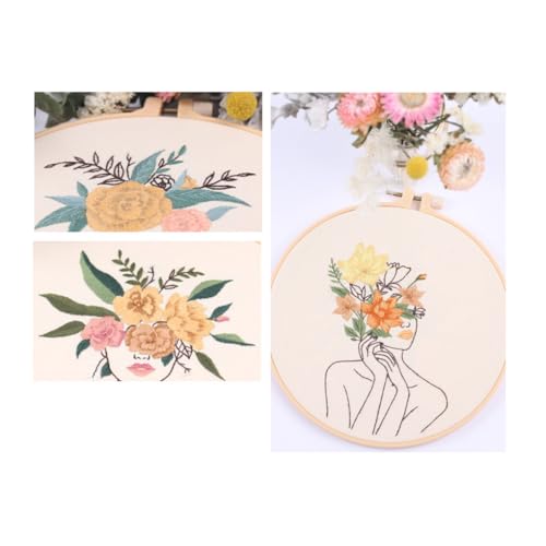 Image of Chenflying Embroidery Starter Kits, 1 /3 Sets Art Embroidery Kits for Beginners Adults with Embroidery Hoops Threads Needles and Instructions