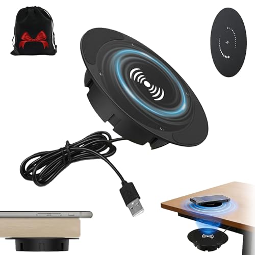 Invisible Under-Desk Wireless Charger-Sleek, Compatible All Phone, Self-Charging Surface, Invisible Wireless Charger Under Desk for Office & Home, Fast Charging Space-Saving (1pcs)