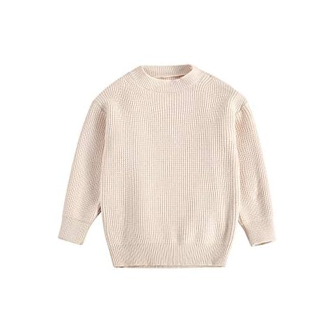 JIERLAY Infant Toddler Baby Girl Boy Knit Sweater Long Sleeve Crewneck Pullover Sweatshirt Warm Blouse Tops (Beige, 0-6 Months) Cover