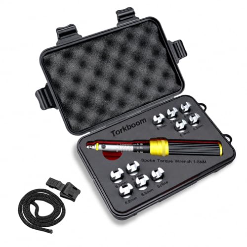 Torkboom Spoke Torque Wrench Set Wheel Spoke Torque Wrench with 10 Heads (5.1-6.9mm &Spline) Spoke Adjustment for Bike & Motorcycle with Calibration Certificate