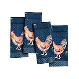 Maison d' Hermine Cloth Napkins Set of 4 100% Cotton Everyday Reusable Square Napkins Cloth Washable Dinner Party Wedding Restaurant Easter Decorations Spring/Summer(Meadow Rooster, 18' x 18')