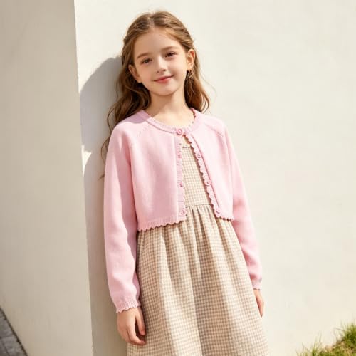 Image of Cropped Shrug Cardigan Girls Cotton Soft Long Sleeve 5-12 Years (Dressy)