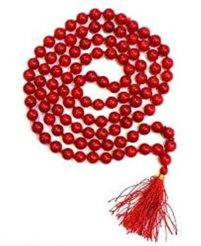 Planet 007 Coral Mala Coral Stone Mala Red Coral Beads Mala Round Shape 108+1 Beads