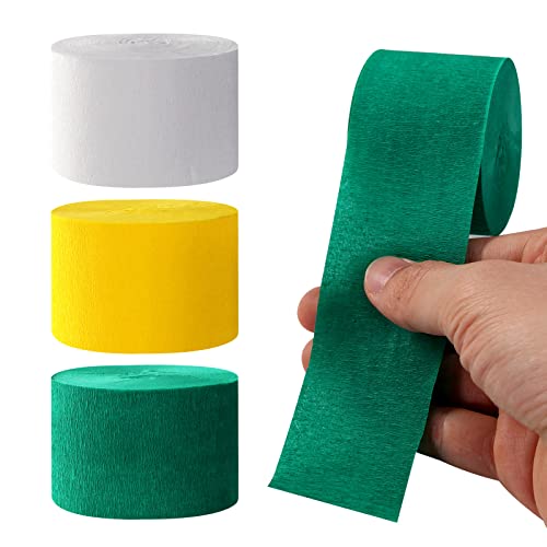 Image of Green-White Yellow Party-Decorations Crepe-Paper Streamers - 9 Rolls Birthday Paper Garland Streamer Neutral Baby Shower Sping Summer Garden Tea Party Decor Panduola