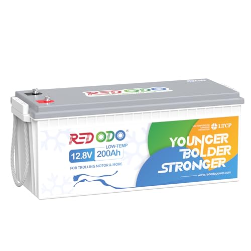 Image of Redodo 12V 200Ah LiFePO4 Lithium Battery Low-Temp Protection & 4000+ Deep Cycle Rechargeable Battery, 2560Wh Energy, Built-in 100A BMS for Trolling Motor RV Solar and Off Grid