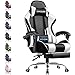 GTPLAYER Gaming Stuhl Bürostuhl Massage Gaming Sessel Ergonomischer Gamer Stuhl mit Fußstütze, Kopfstütze Massage-Lendenkissen, Gepolstert Gaming Chair, Drehsessel, weiß