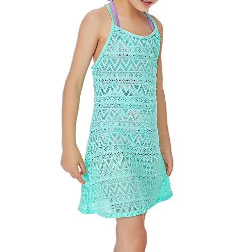 CinCili Girls Swim Cover Ups Beach Crochet Mesh Crossback Swimsuits Cover Up Dress for Girls 4-12 Years2