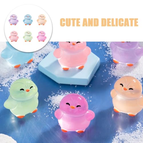 TOYANDONA Mini Resin Penguin Figurines Glow in the Dark Luminous Animals 12 Pcs Set for Fairy Garden Micro Landscape Home Decoration - Image 2