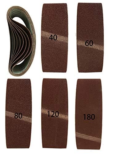 Goodway Gewebe-Schleifbänder 75 x 533 mm │ 25 Stück Schleifpapier Schleifband Set │ je 5 x Korn 40/60/80/120/180 │ für Bandschleifer Schleifmaschine│