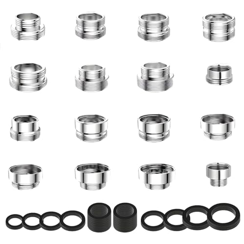 Lyivisk Lot de 16 adaptateurs de robinet - Adaptateur pour robinet de cuisine - Filetage extérieur avec joints - Pour tuyau d'arrosage de cuisine