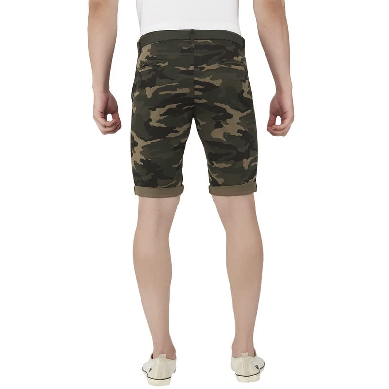 Image of BEEVEE Mens Camouflage Printed Fixed Waist 3 /4th with Belt.