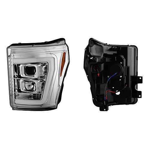 Akkon - For 2011-2016 Ford F250 F350 F450 F550 Superduty Led Tube Chrome Projector Headlights Driver+Passenger Pair #TOP1