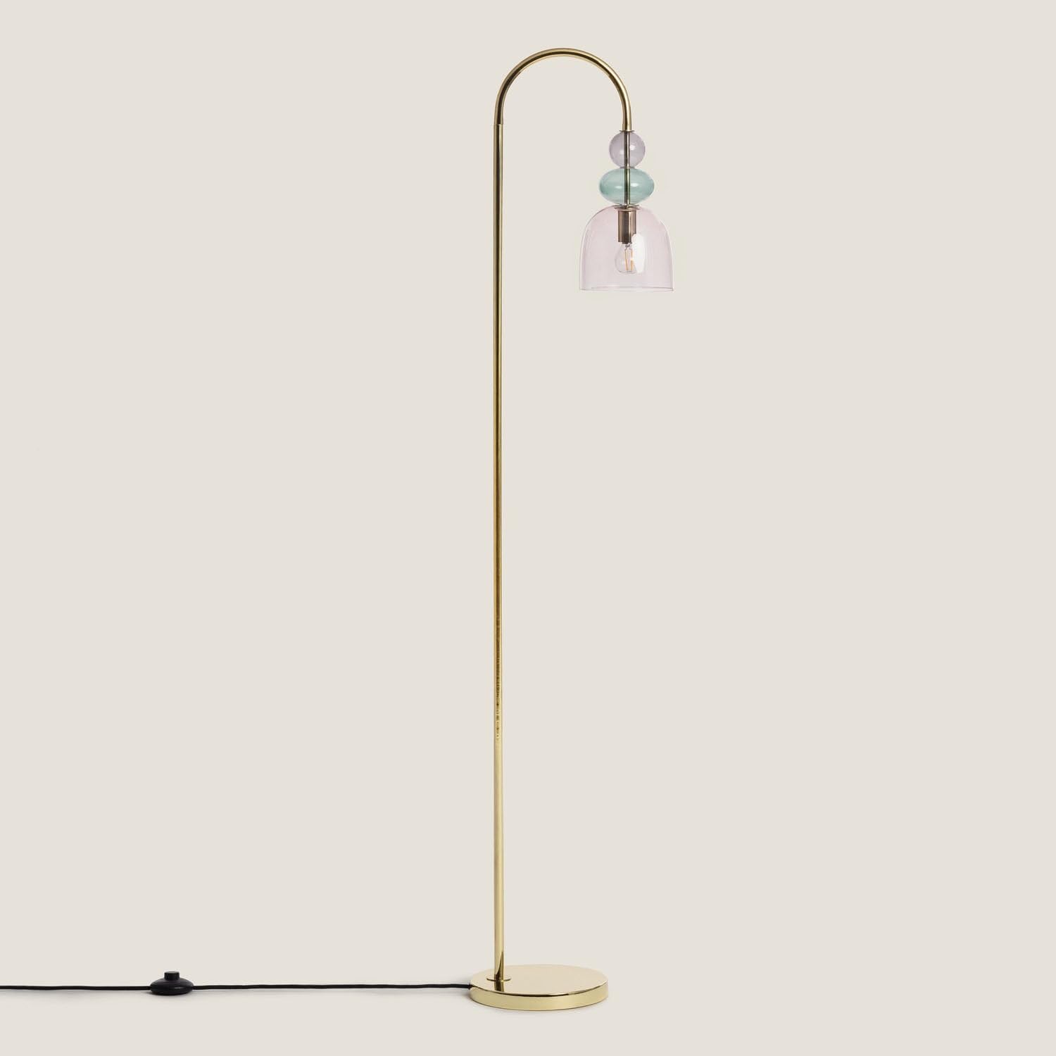 LEDKIA Lámpara de Pie Metal y Cristal Baudelaire Rosa | Diseño Vintage | Soporta Bombilla E14 | Uso Interior | Dimensiones: 1500x290x220 mm