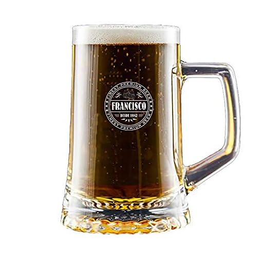 Regalo Personalizado: Jarra de Cerveza grabada con un Sello de autenticidad con su Nombre y año de Nacimiento