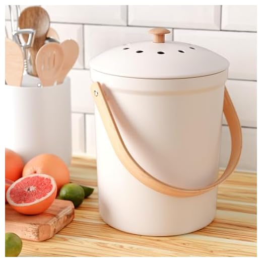 Beautiful Kitchen Compost Bin with Smell Proof Lid - Rust Proof and Odorless Compost Bucket for Your Countertop with No Smell Filters - Easy to Clean 1.1 Gallon Bin Looks Great On Any Kitchen Counter