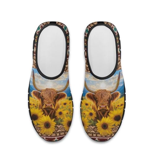 JoyLamoria House Highland Cow Sunflower Tribe Shoes for Women Business Orthopedic with Arch Support Mesh Fashion Travel