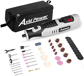 AVID POWER Cordless Rotary Tool 2.0 Ah 8V Rechargeable Rotary Tool with 4 Front LED Lights, 5 Speeds and 60 Pieces Rotary Tool Accessories for Carving, Engraving, Sanding, Polishing and Cutting - Grey