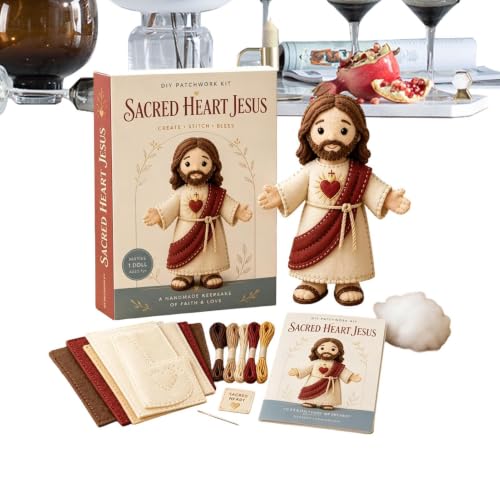 Kit de aguja de fieltro de Jesucristo conjunto creativo de 2 piezas con tela