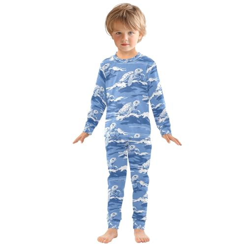 senya Fun Turtle Blue 1 Pajamas Set Long Sleeve Soft Cotton Sleepwear 2 Piece3