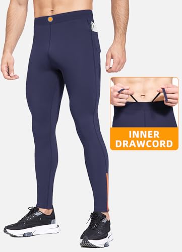 Image of baleaf Men's Winter Running Tights Thermal Cycling Pants Water Resistant Fleece Leggings Zipper Pockets Cold Weather Gear