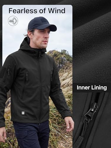 Image of FREE SOLDIER Men's Outdoor Waterproof Soft Shell Hooded Military Tactical Jacket