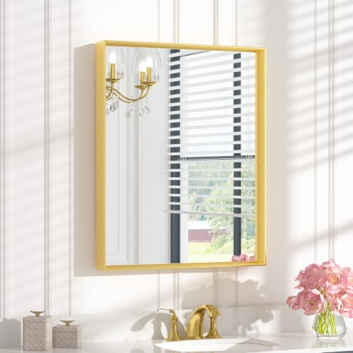 Image of Keonjinn 24x30 Inch Gold Bathroom Mirror for Over Sink, Vanity Mirror