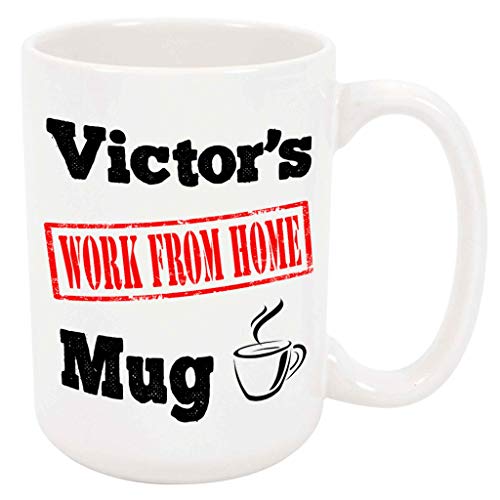 Victor's Coffee Mug - Personalized Ceramic Work From Home WFH Cup with Name, Custom Mug, Customized Birthday/Christmas Gift, Holiday Present, 11 Oz