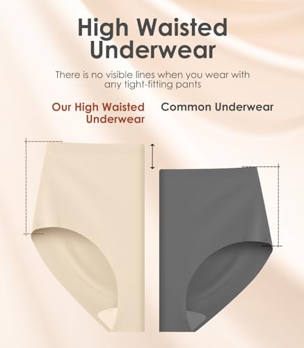 Image of Kalapa Seamless Womens Underwear High Waisted No Show Briefs Silky Stretch Breathable Full Coverage Ladies Panties Multi Pack