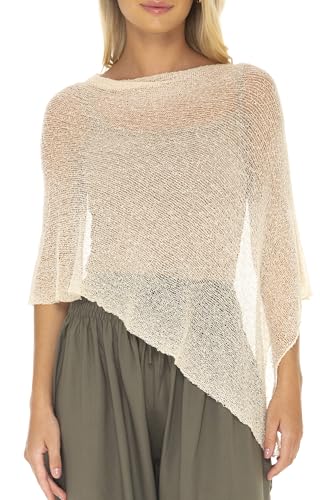 Image of SHU-SHI Womens Sheer Knit Poncho Shrug Lightweight Cover Up One Size Fits Most