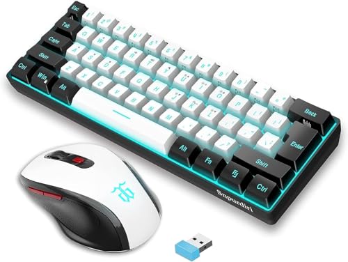 Snpurdiri 2.4G Wireless Gaming Keyboard and Mouse Combo, Include Mini 60% Merchanical Feel RGB Backlit Keyboard, Ergonomic Vertical Feel Small Wireless Mouse(White and Black) Snpurdiri 2.4G Wireless Gaming Keyboard and Mouse Combo, Include Mini 60% Merchanical Feel RGB Backlit Keyboard, Ergonomic Vertical Feel Small Wireless Mouse(White and Black)