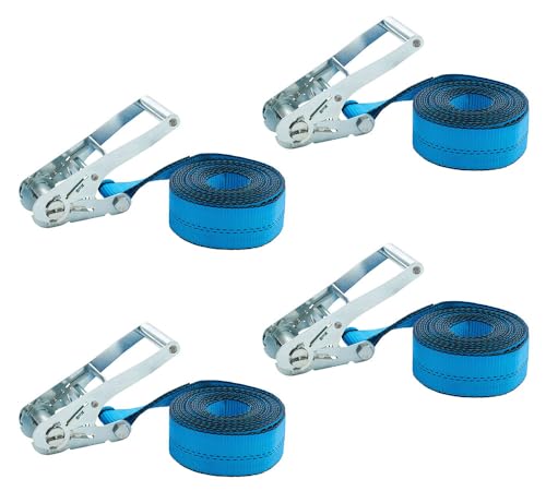 Mytee Products 4 Pack 4 Inch x 30 Ft Endless Ratchet Straps - Heavy Duty Zinc-Coated Blue Ratchet Strap 5,400 lbs Working Load Limit - Endless Cargo Straps to Strap Down Pallets, Pipes