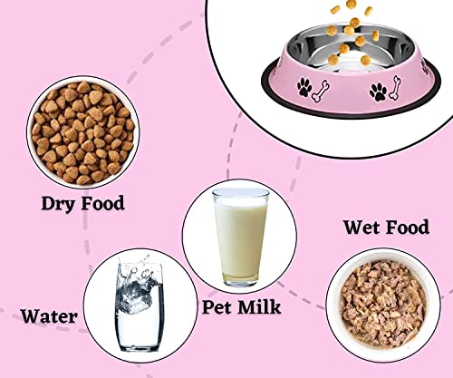 Foodie-Puppies-Stainless-Steel-Paw-Bone-Printed-Bowl-Combo-for-Dogs-Cats-Any-Pets-700ml-Each-Sky-Blue-and-Baby-Pink-I-Non-Skid-Rubber-Bottom-FoodWater-Bowl