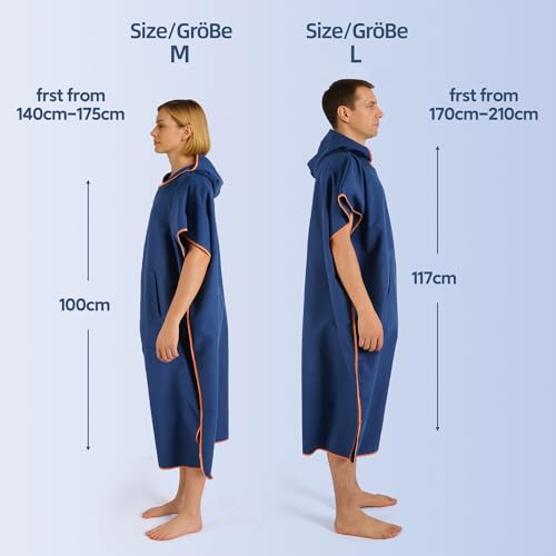 Pameil Badeponcho Damen& Herren,Poncho Handtuch,Mikrofaser-Surf Poncho, Badeponcho Handtuch, aus Mikrofaser auch als Umkleidehilfe Strand (Medium)