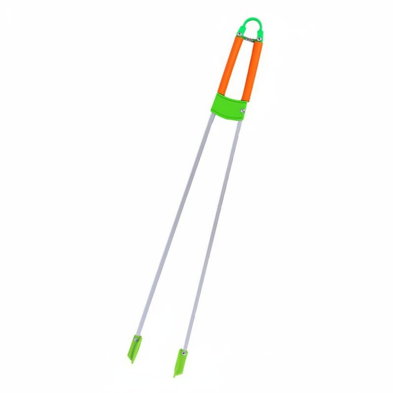 multifunctional double rod picker no bending trash picker easy pick up garbage clamp non-slip jaw for seniors, green