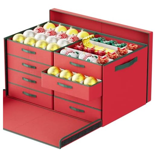Coonoor Christmas Ornament Storage - 128-3" Ornaments Organizer Storage Box, Holiday Ornament Storage Container with 8 Removable Trays