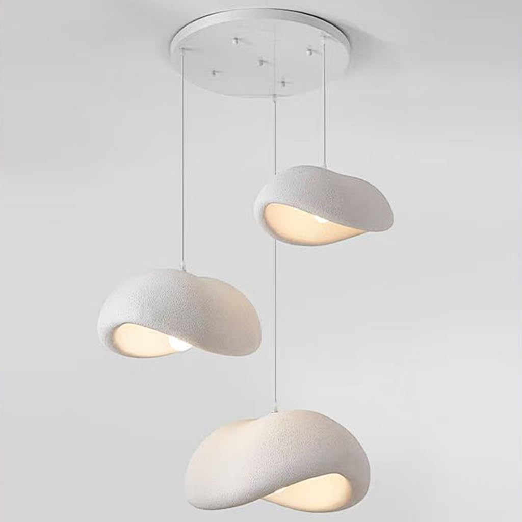 Wabi-Sabi Hängeleuchte Pendellampe E27 Moderner Japanischer Stil Höhenverstellbar Für Esstisch Esszimmer Wohnzimmer Schlafzimmer Küche Café Flur Weiß Vogelnest Design Kreativ Kronleuchter(30+40+