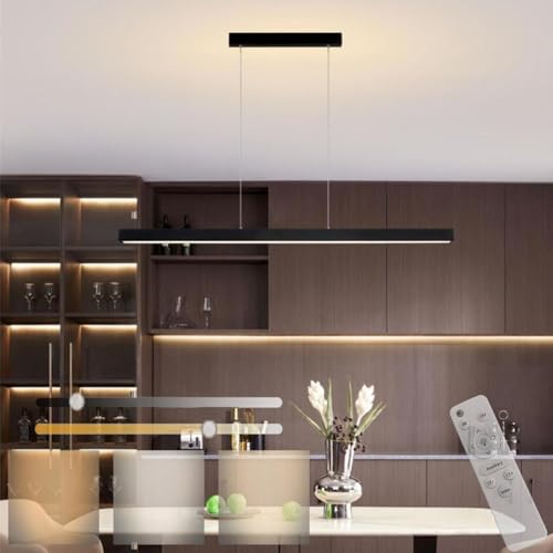 Lámpara de araña negra LED lineal y elegante para comedores vanguardistas